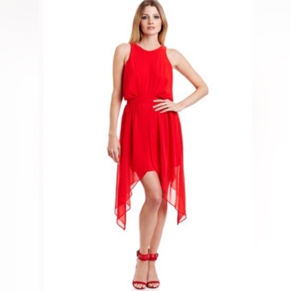 Red Sleeveless Asymmetrical Sleeveless Dress! - Picture 16 of 16